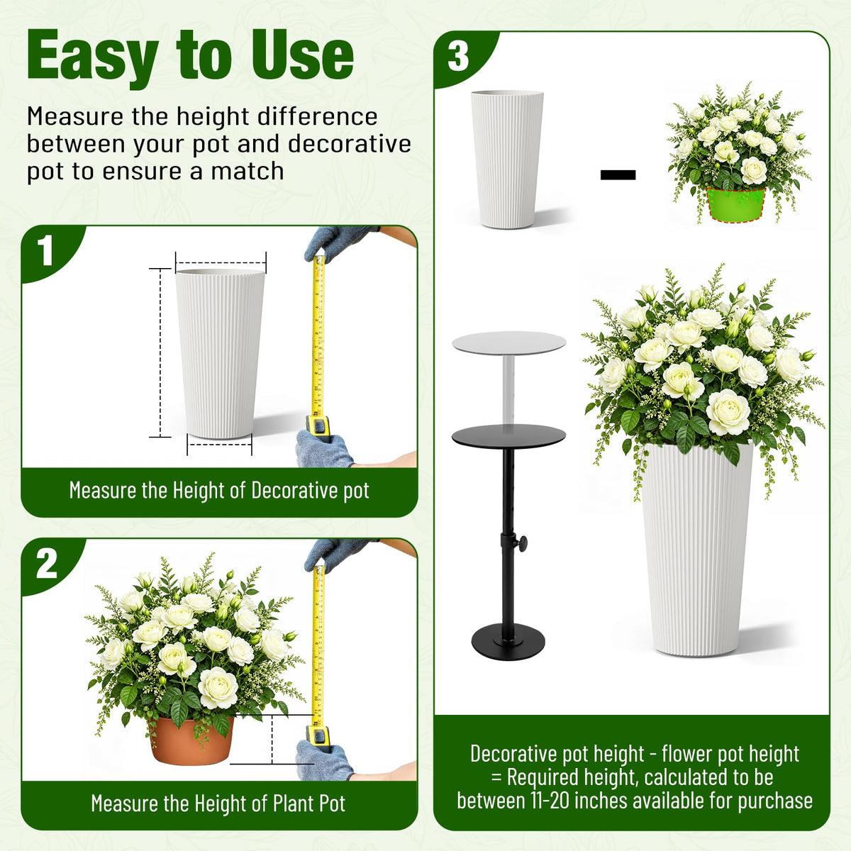 Kalolary Plant Riser for Inside Pot Adjustable Height 6-22"