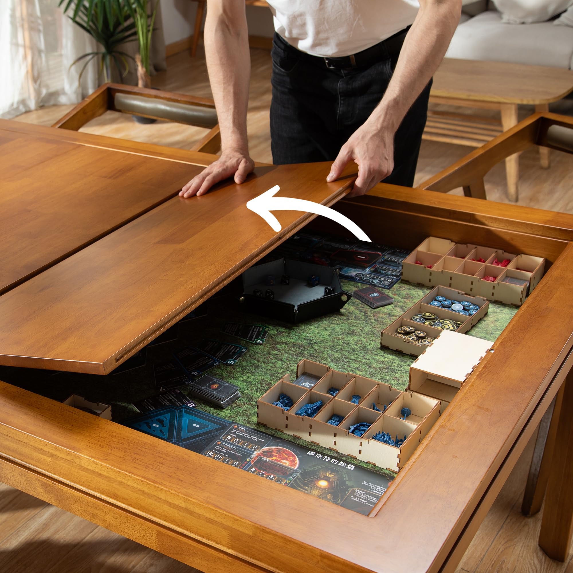 Board Game Coffee Table with Removable Top