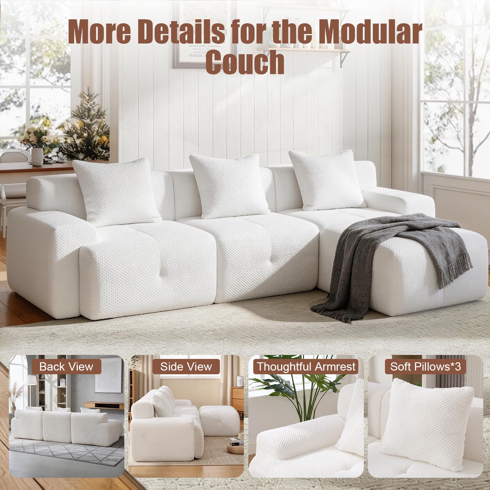 L-Shaped Modular Sectional Sofa with Ottoman