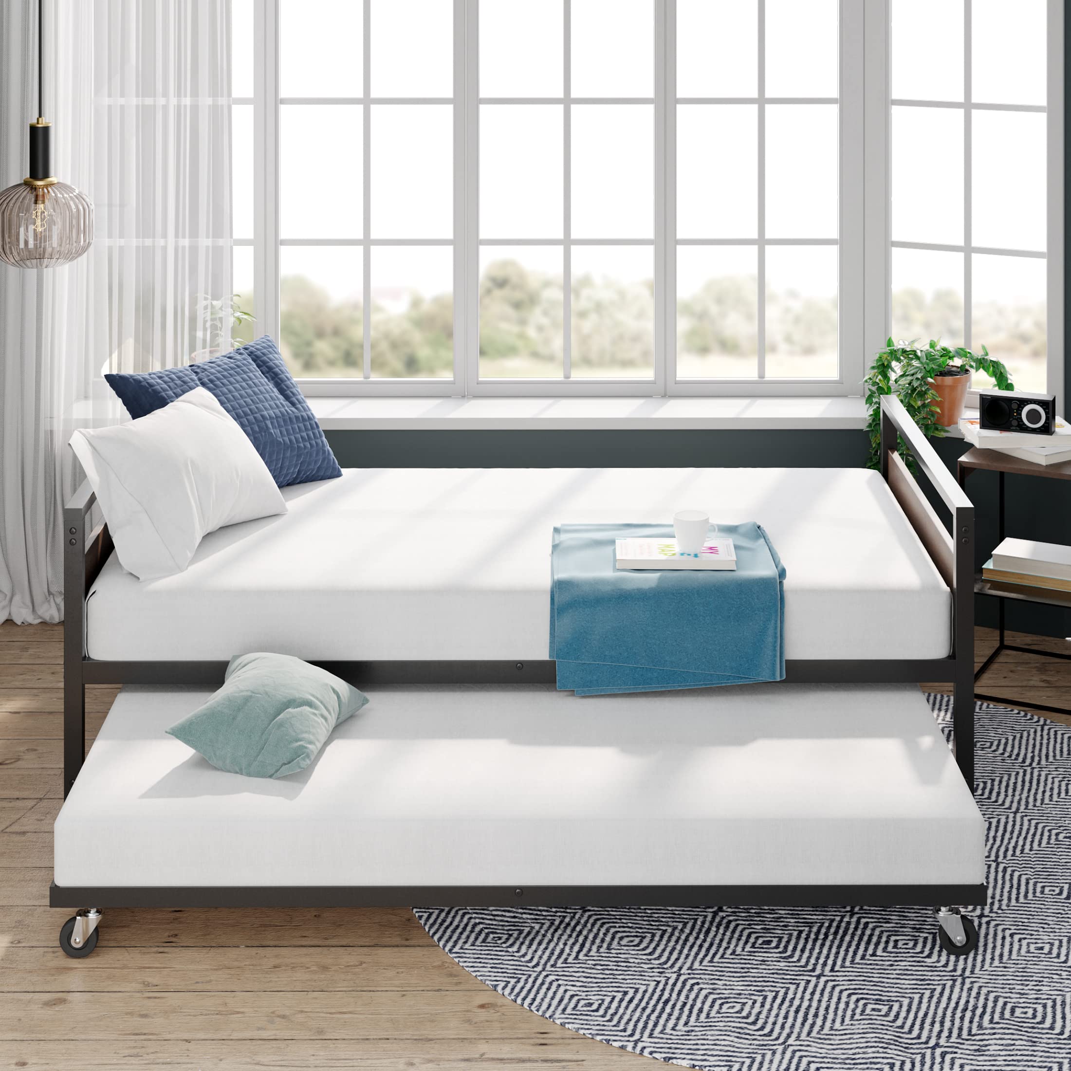 Twin Bamboo & Metal Daybed with Trundle