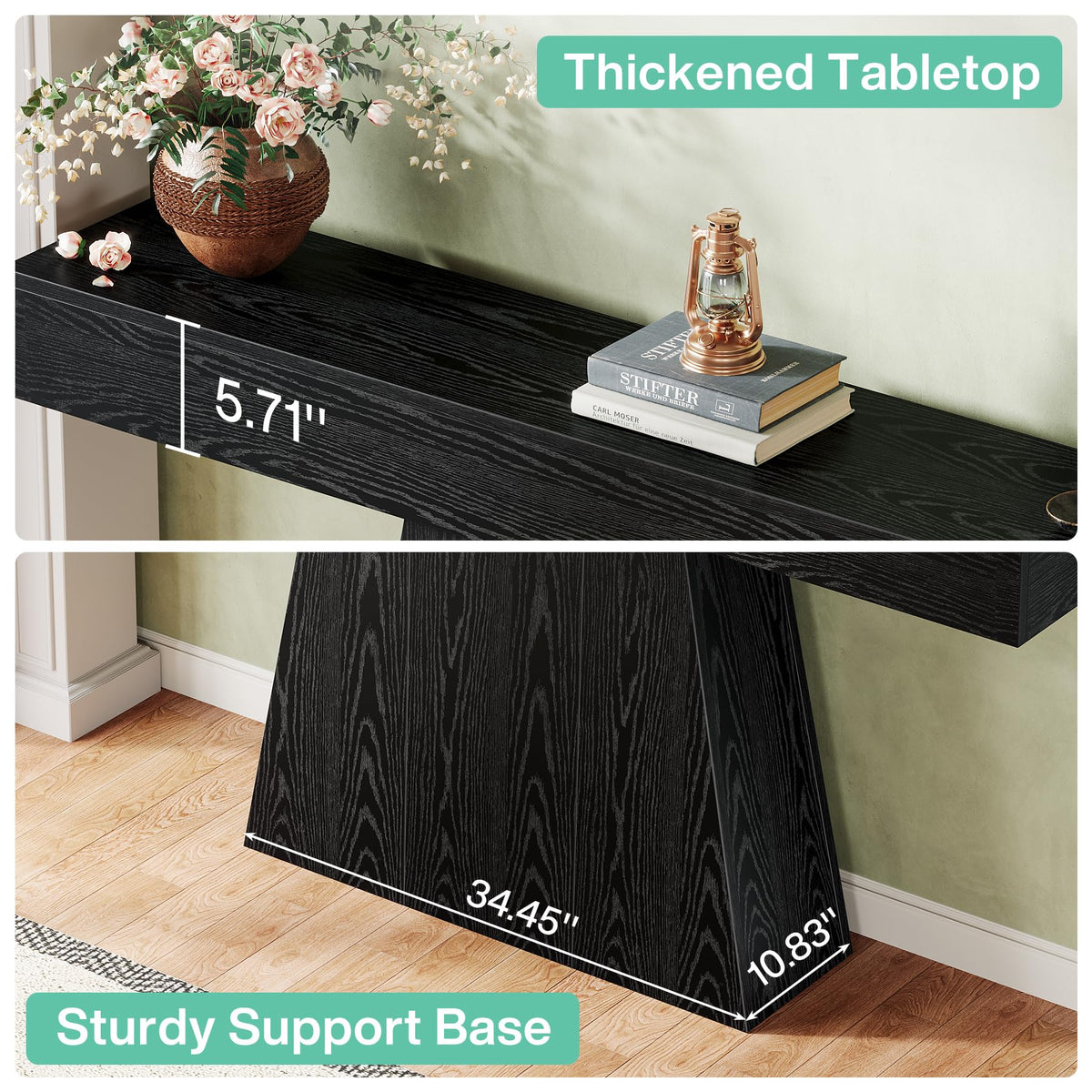 Black Trapezoidal Console Table