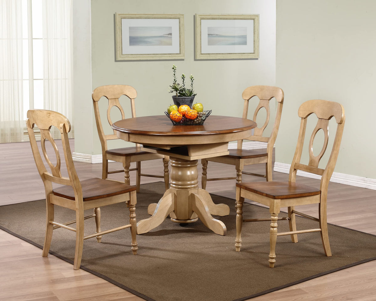 Sunset Trading 5 Piece Brook Round or Oval Butterfly Leaf Dining Set with Napoleon Chairs
