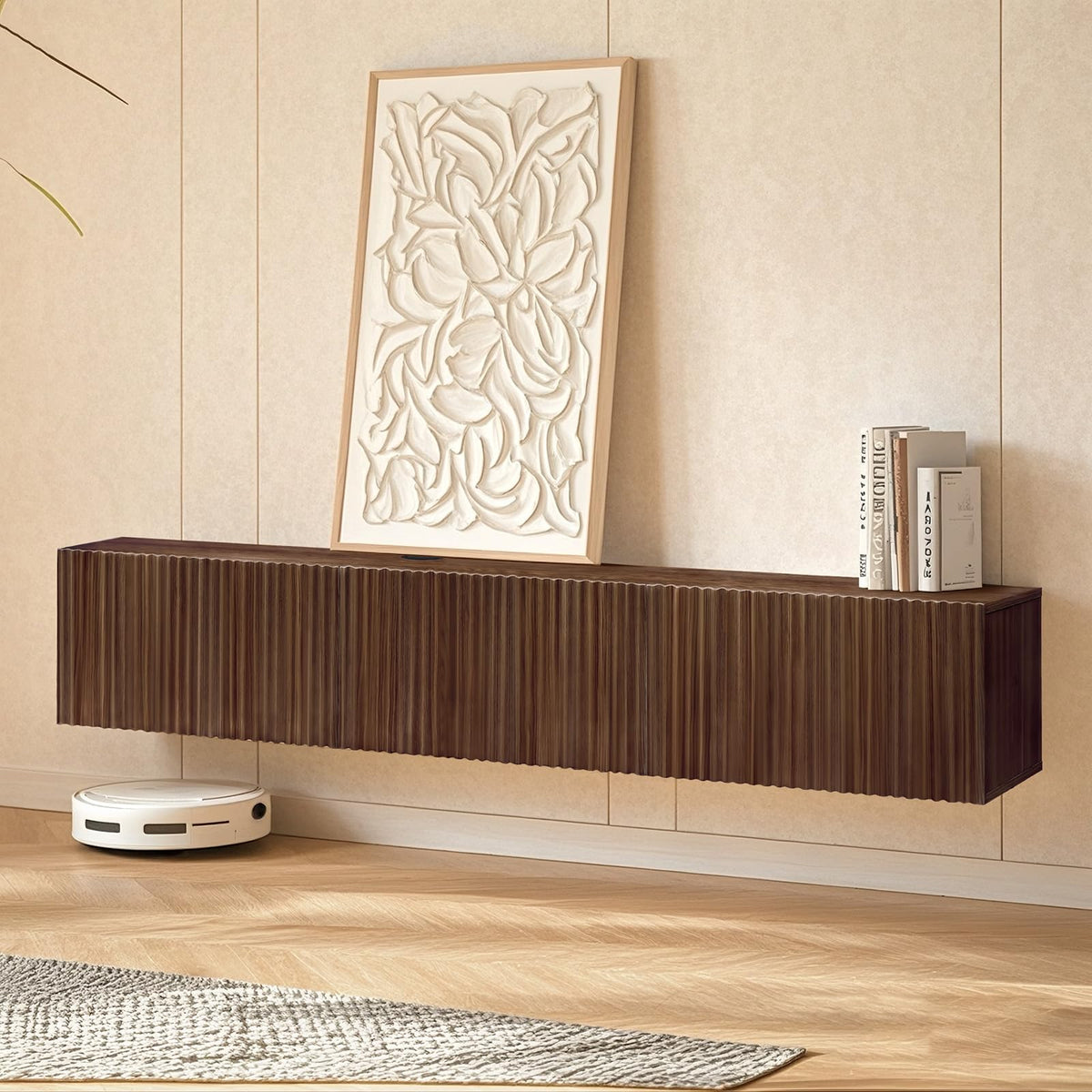 Fluted Floating TV Stand