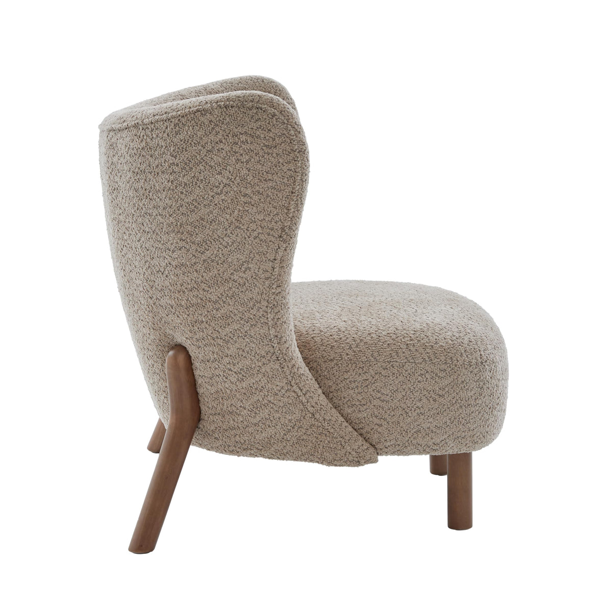 Christopher Knight Home Aurora Boucle Upholstered Wingback Accent Chair, Solid Wood Living Room Slipper Chair, Bedroom Comfy Reading Chair, Brown