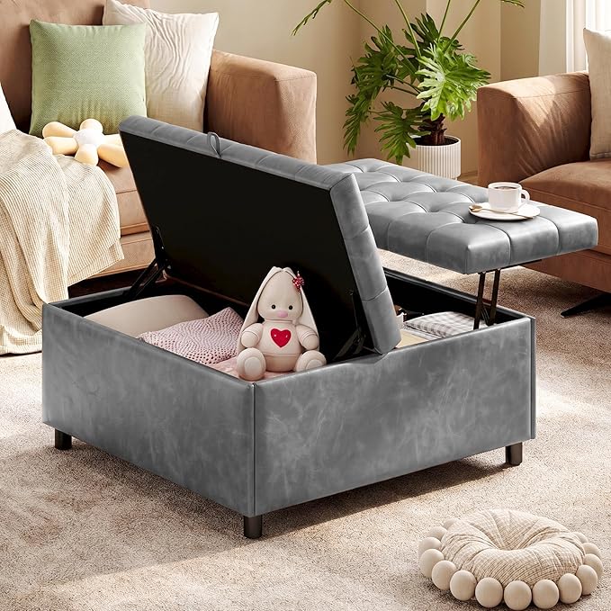 Large Square Storage Ottoman with Lift Top