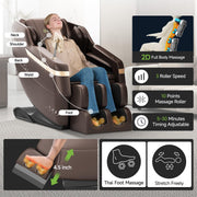 Real Relax 2025 Full Body Massage Chair, Zero Gravity Shiatsu Massage Chair Recliner, Foot Massage, Bluetooth, Large Control Screen (Brown and Gold)