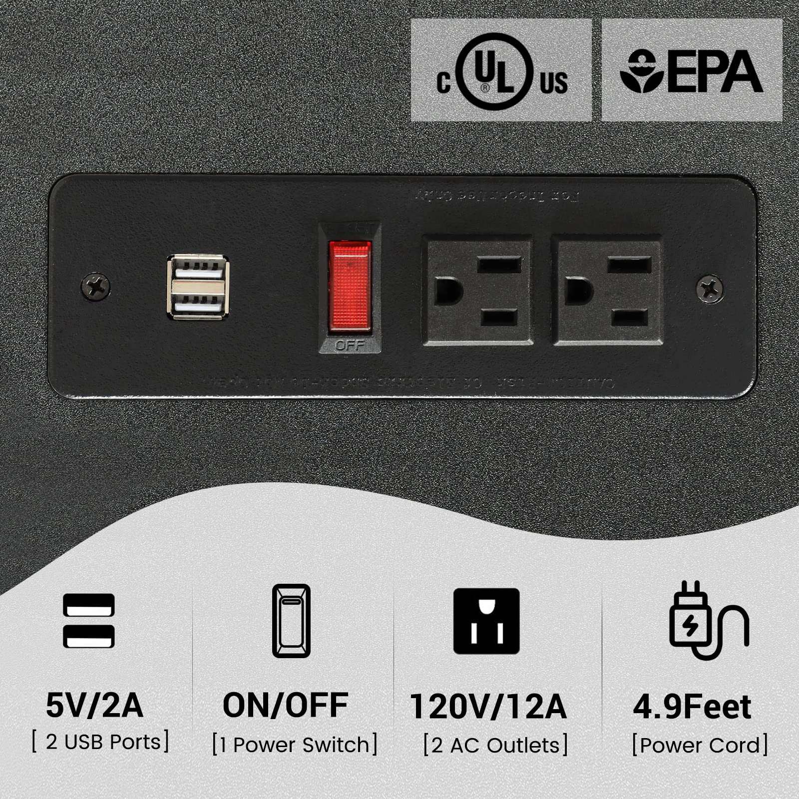 Nightstand with Charging Station & Storage Drawers