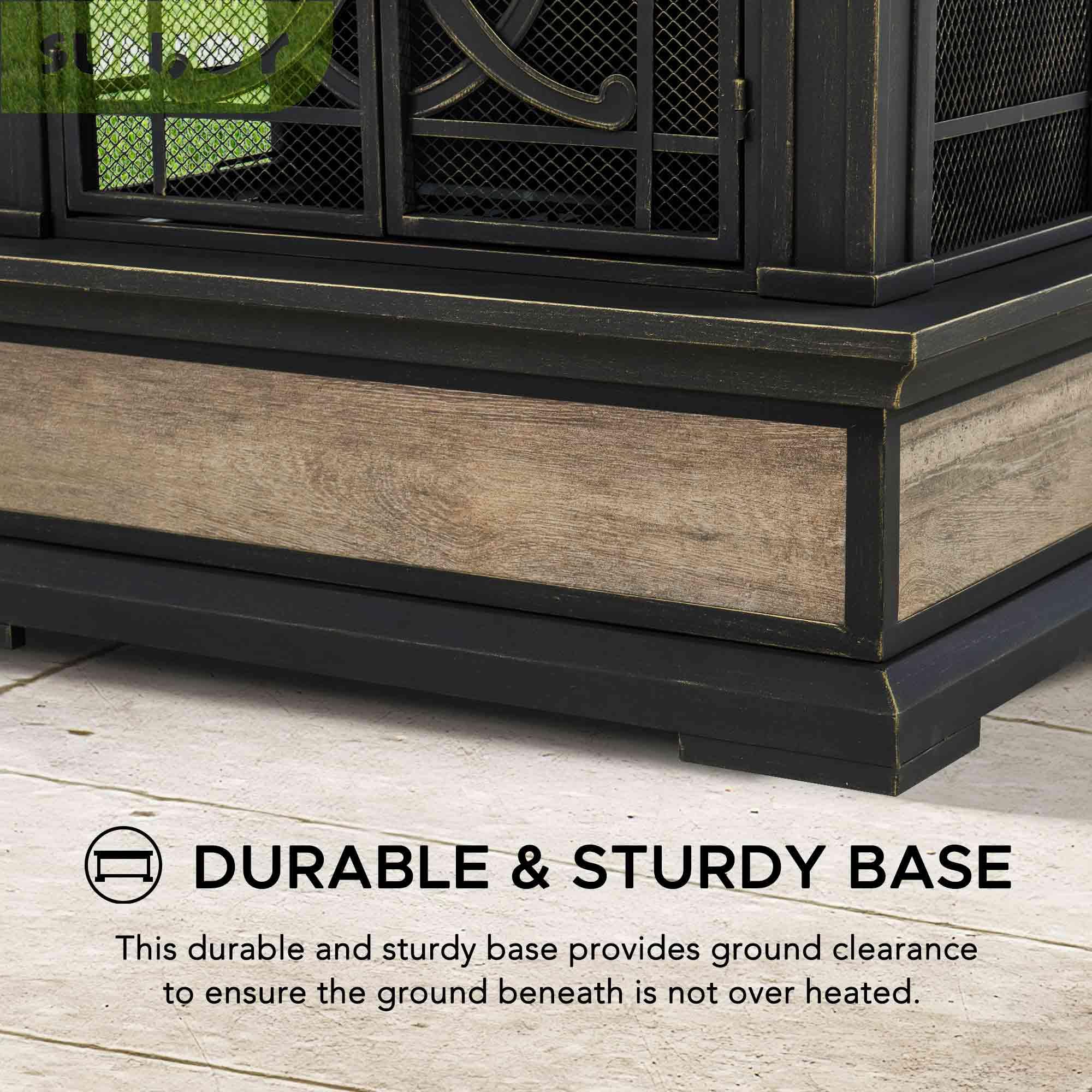 Outdoor Wood-Burning Fireplace with Chimney & Ceramic Tile