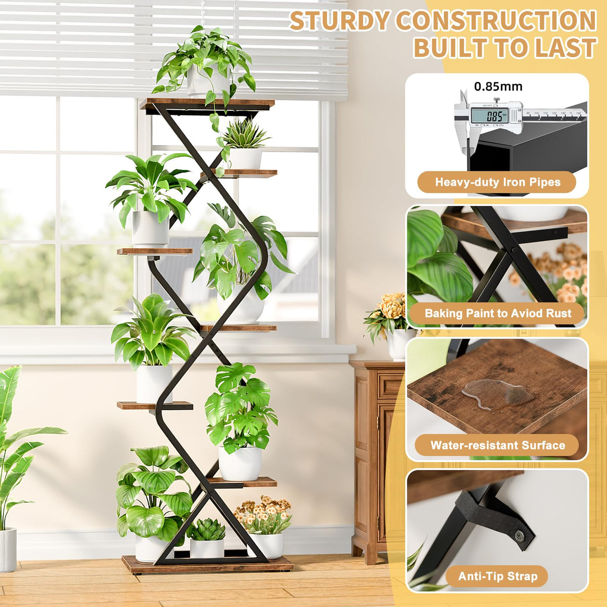BACEKOLL Plant Stand Indoor with Grow Lights - 62" Tall Corner Plant Shelf