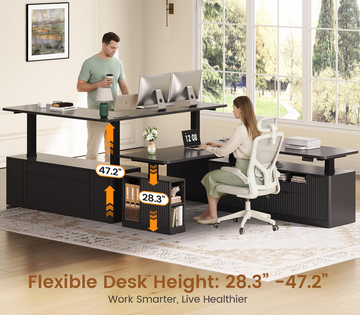 Fluted L-Shaped Standing Desk
