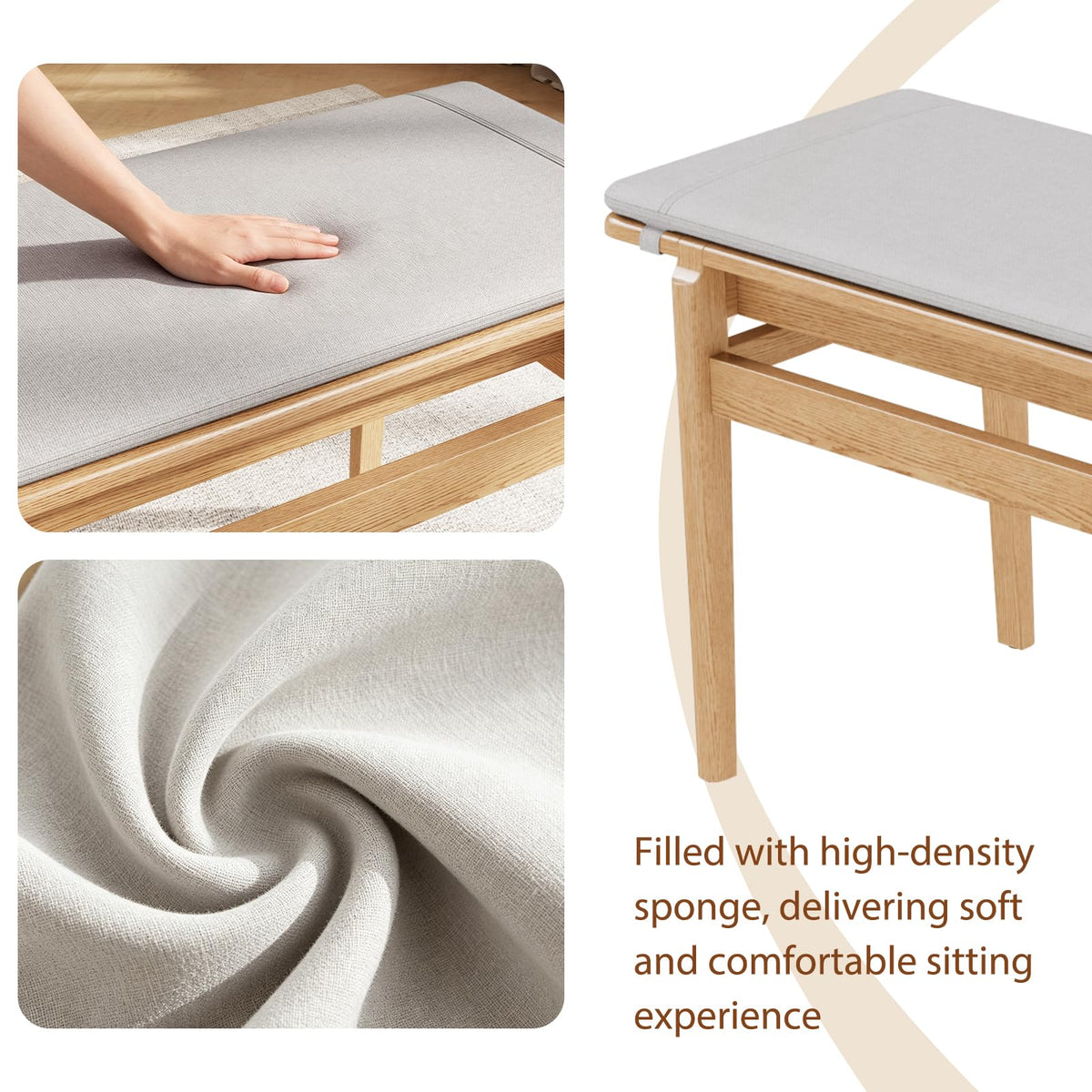 Upholstered Solid Wood Bench