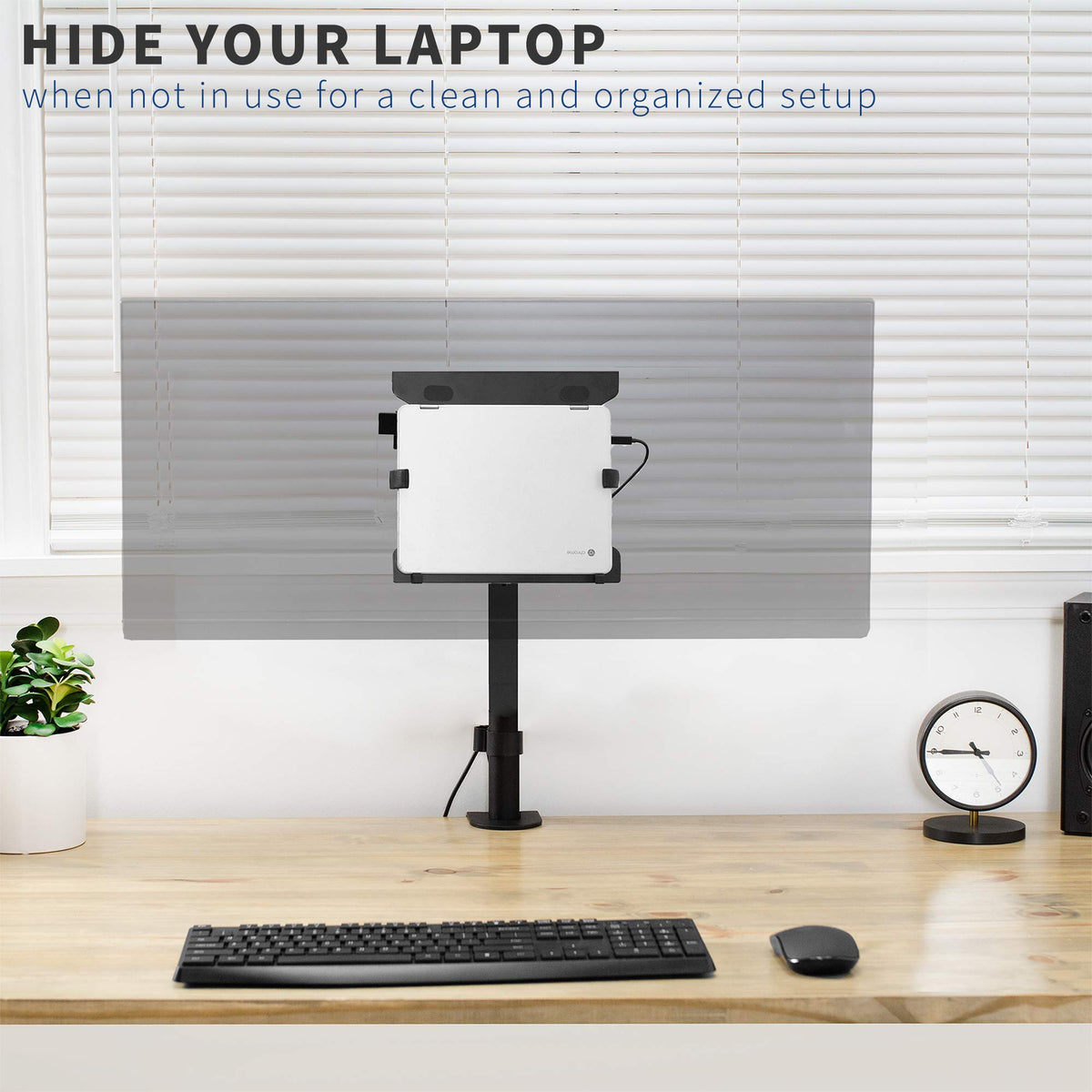 VIVO Black Universal Pole Mounted Laptop Holder, MOUNT-PL1A-LAP3