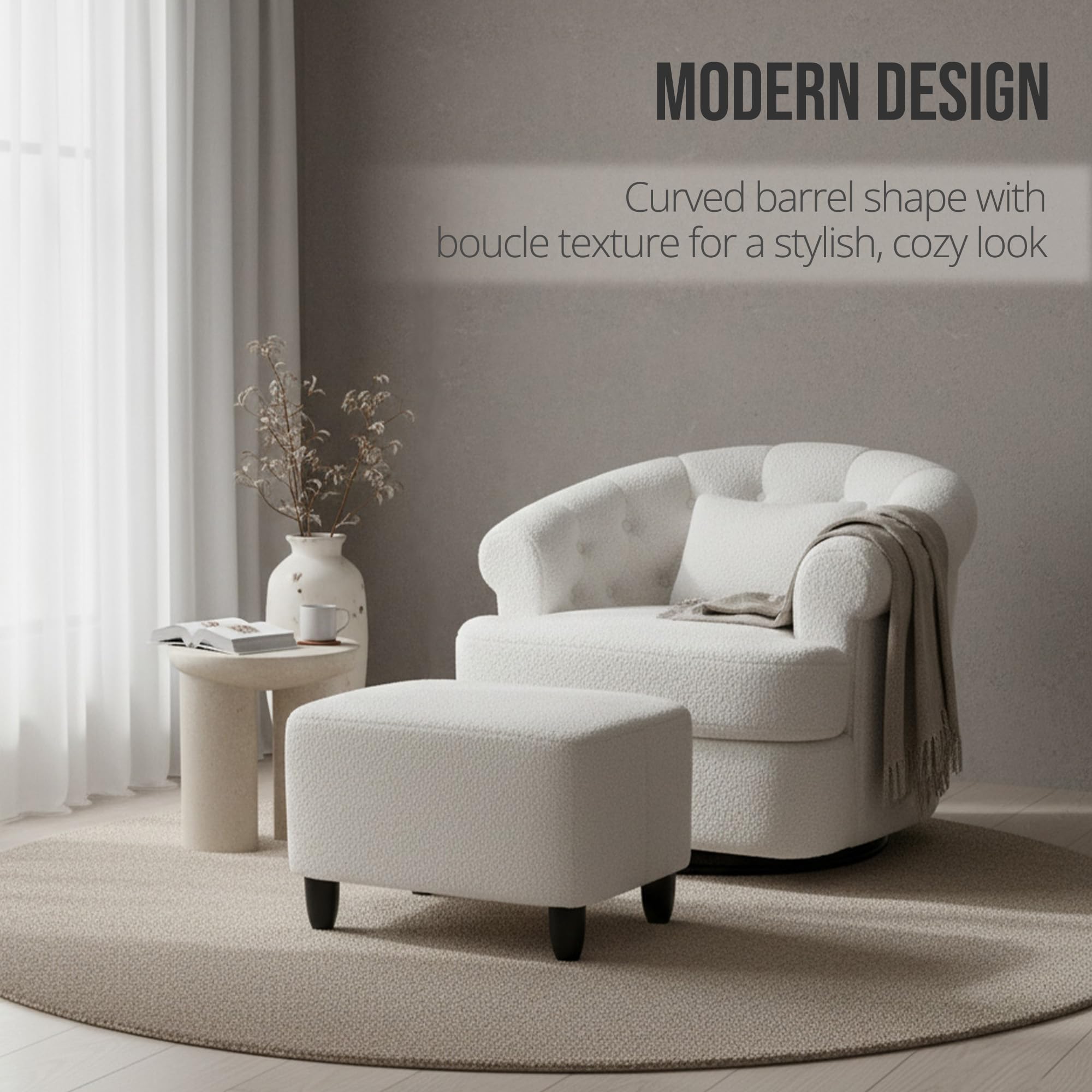Swivel Barrel Accent Chair with Ottoman