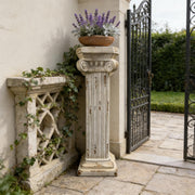 38.18" Tall Roman Column Pedestal Plant Stand with Base, Greek Style Pillar Sculpture Display Stand, Magnesium Oxide Large Decorative Pedestal for Indoor Outdoor Garden Patio Wedding Party Decor