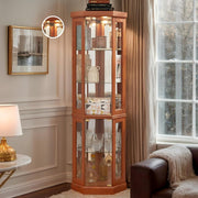 Eyisean 70" Lighted Display Cabinet,Corner Curio Cabinet with Glass Doors