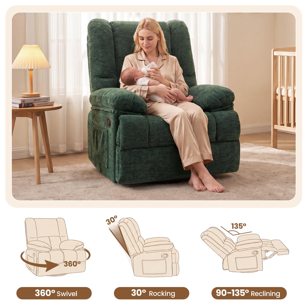 Oversized Nursery Swivel Recliner