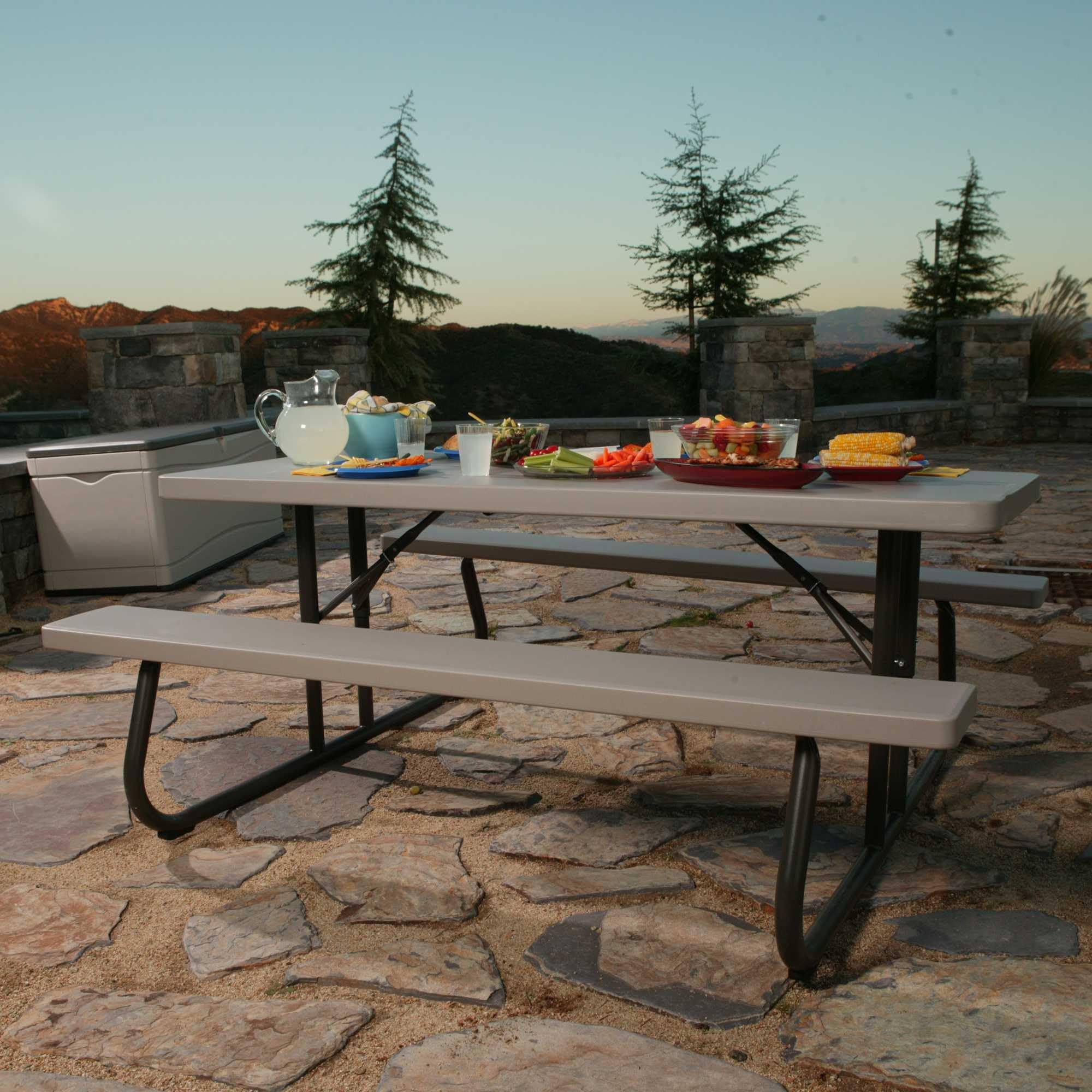 6-Foot Folding Picnic Table with Bench Seating