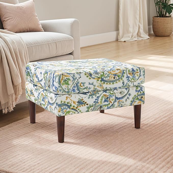 Mid-Century Upholstered Ottoman
