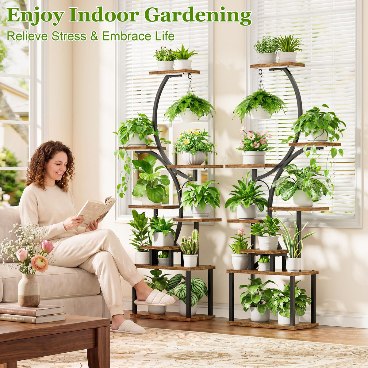 8-Tier Plant Stand Set with Grow Lights