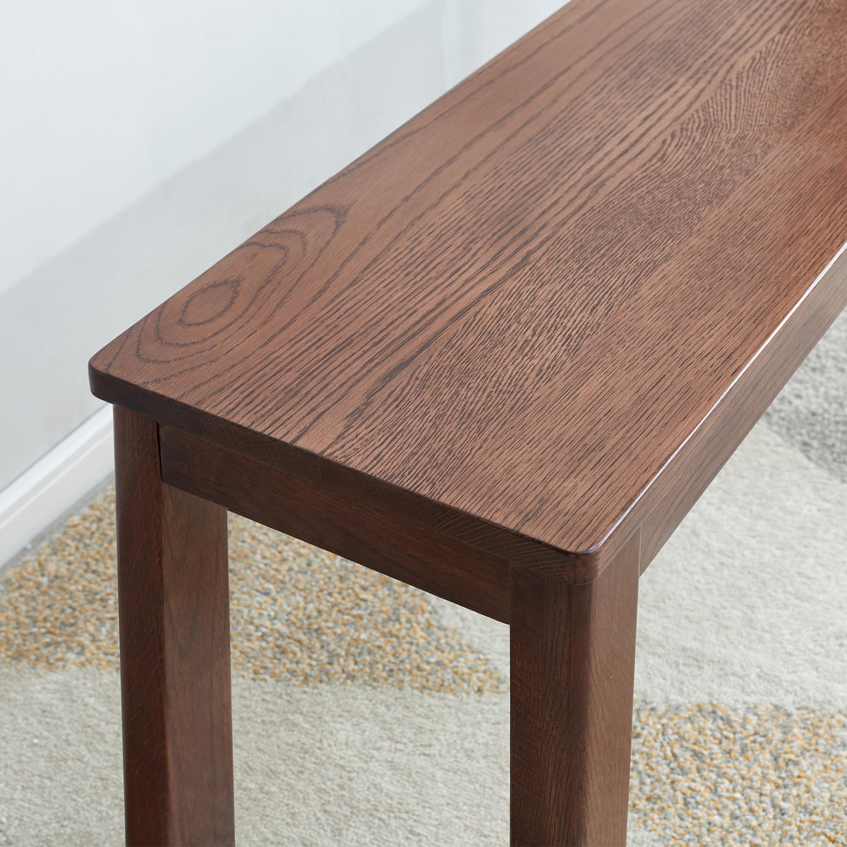47.2" Solid Oak Wood Dining Bench, Walnut
