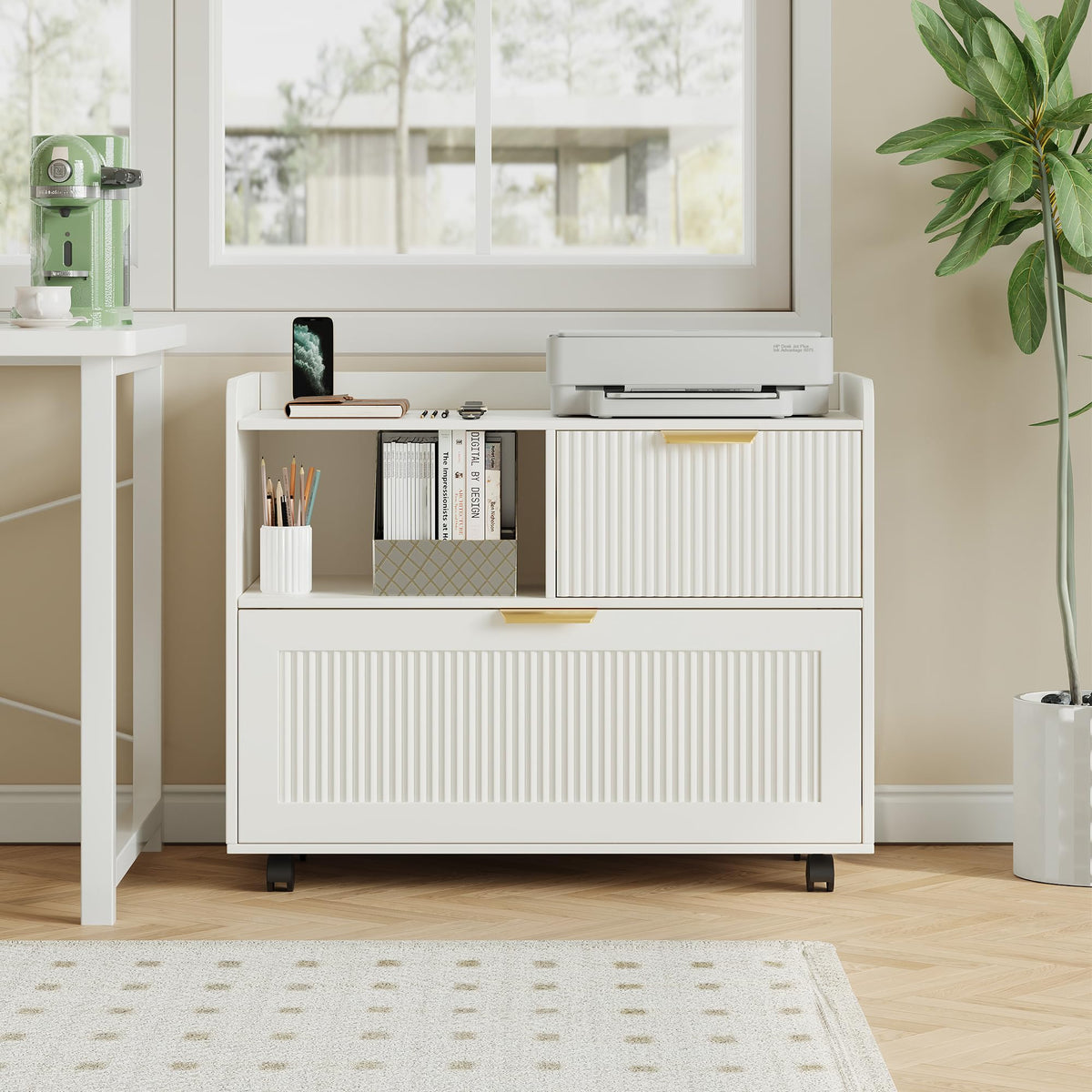 Fluted Rolling File Cabinet