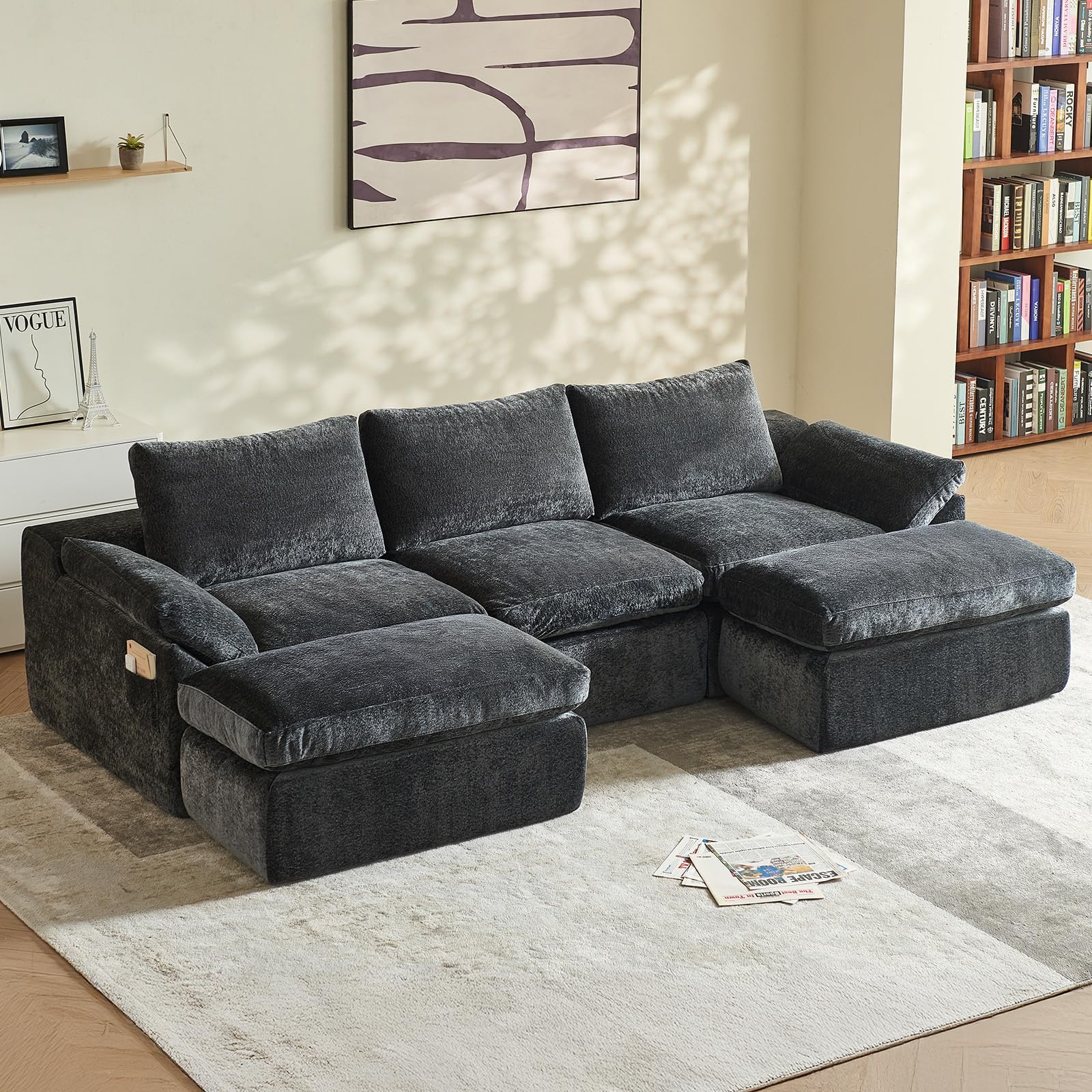 Modular U-Shaped Cloud Sectional Sofa with Ottoman
