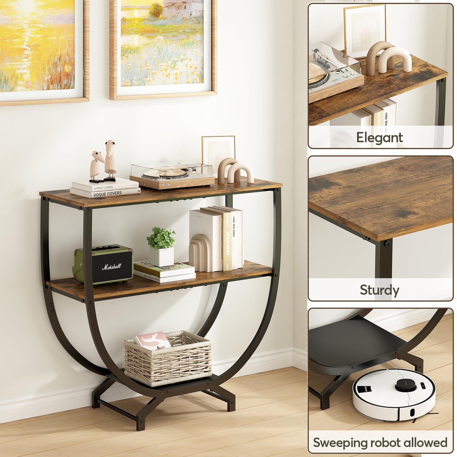 3-Tier Industrial Console Table