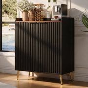 Black Fluted Wine Bar Cabinet