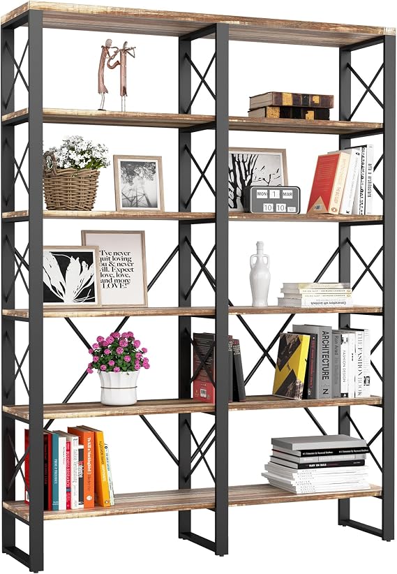 Double-Wide 6-Tier Bookcase