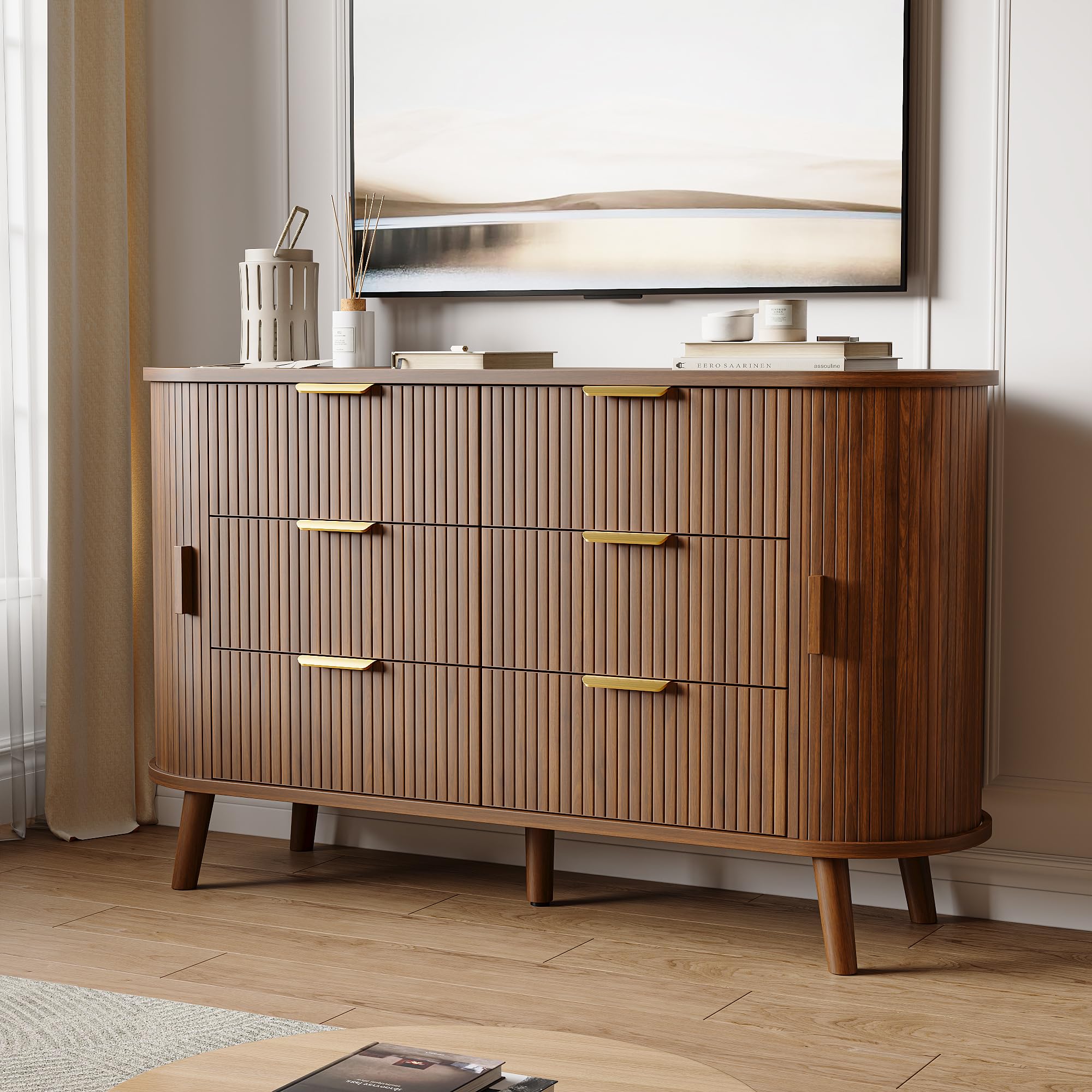 6-Drawer Dresser with Sliding Doors