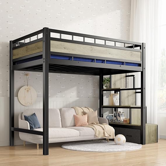 Twin Loft Bed with Storage Stairs & Drawers