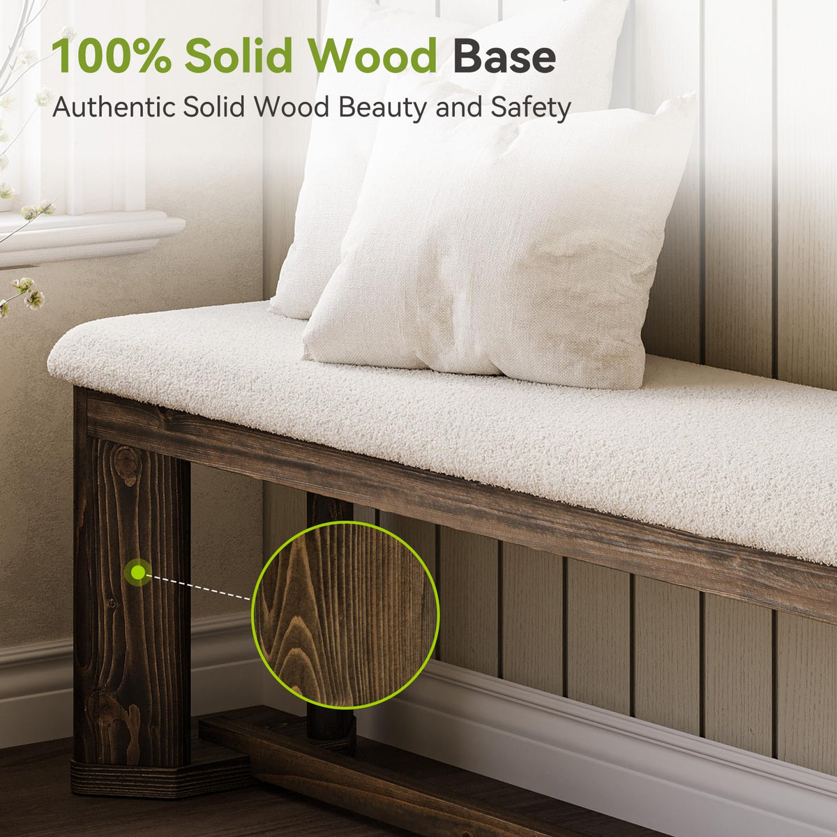 Faux Fur Solid Wood Bench