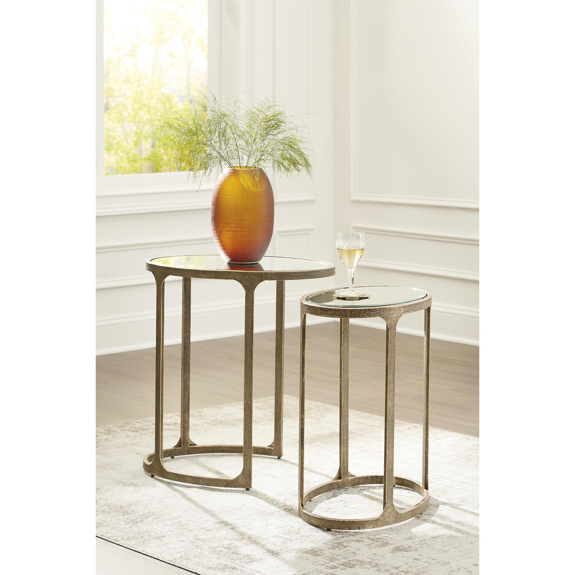 Mirrored Nesting Accent Table Set, Set of 2
