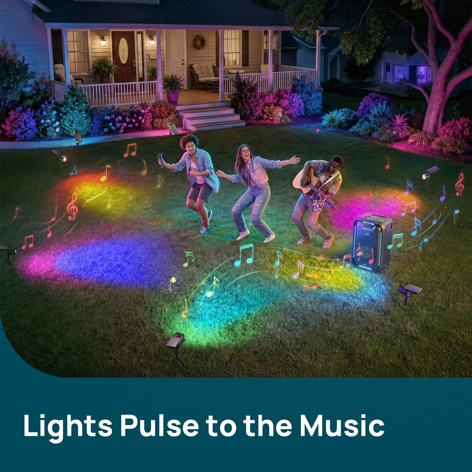 Solar Spotlight Outdoor – Dual-Ring, Color Changing, IP66 Waterproof