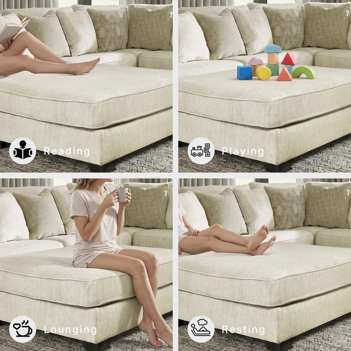 Oversized Square Beige Ottoman