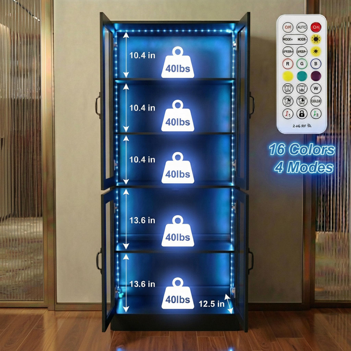 5-Tier LED Display Cabinet