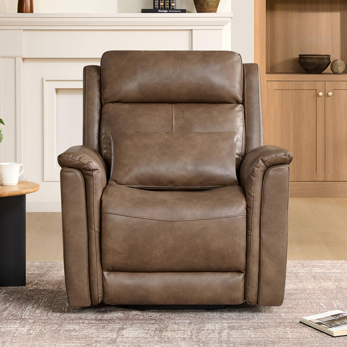CHITA Leather Power Lift Recliner Chair for Elderly, Heat & Massage, Saddle