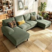 U-Shaped Corduroy Sectional Sofa