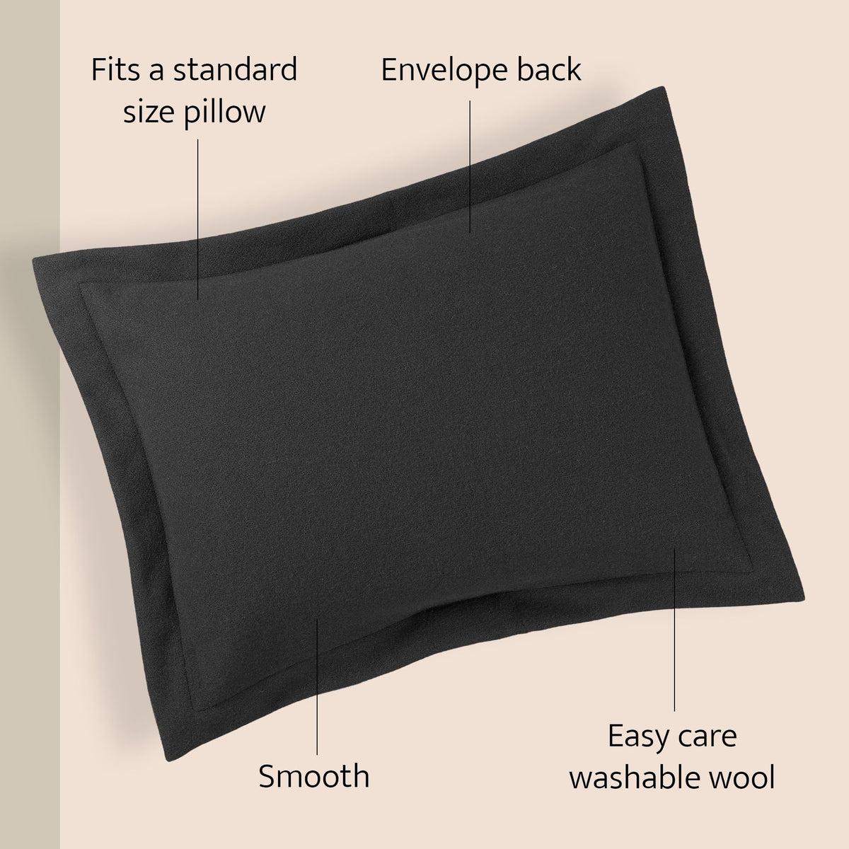 Charcoal Wool Pillow Sham