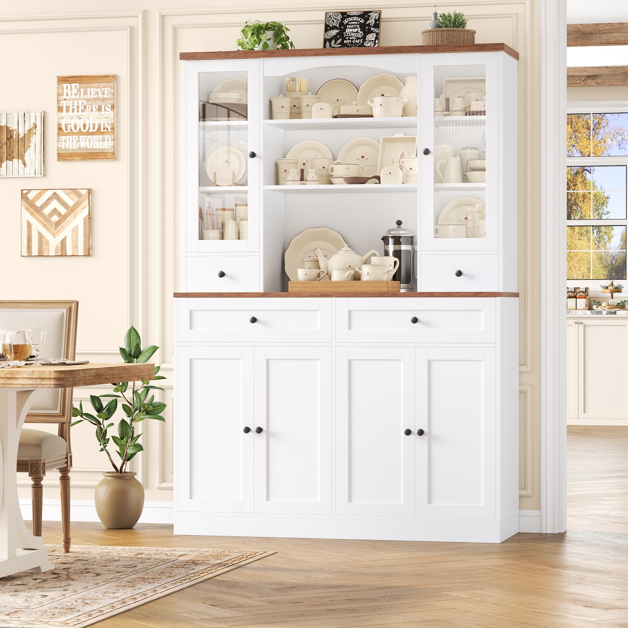 Tall Kitchen Pantry Cabinet with Wine Rack