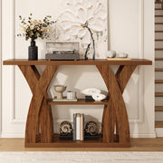 55" Farmhouse Console Table with 3-Tier Storage