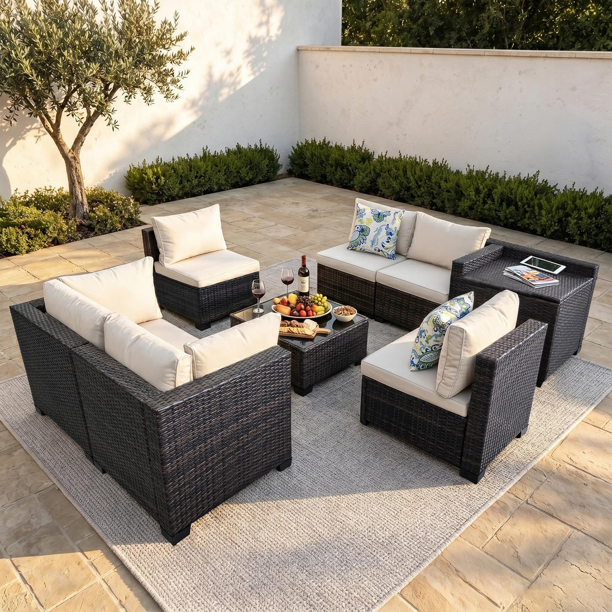 Xiacare 8 Pieces Patio Furniture Set with Storage, Outdoor Sectional Sofas