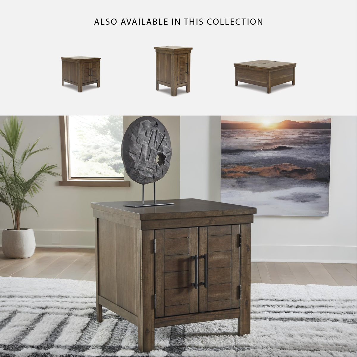 Rustic Wood Storage End Table