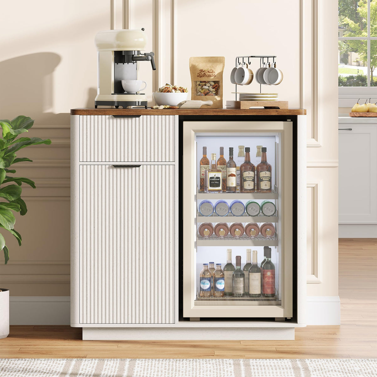 Fluted Coffee Bar Cabinet