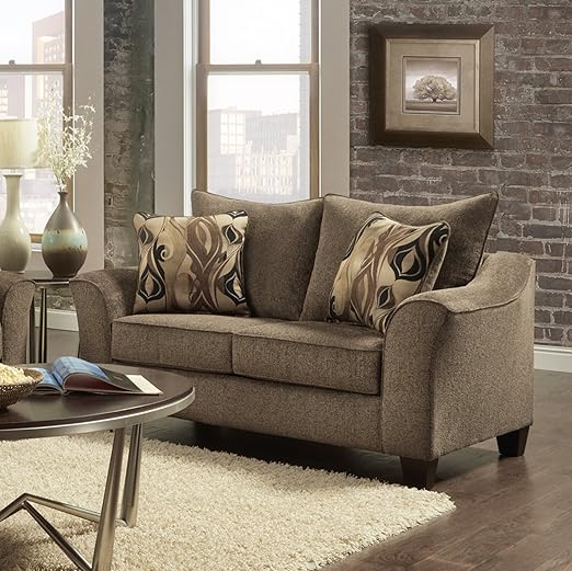 Fabric Upholstered Loveseat with Pillow Back