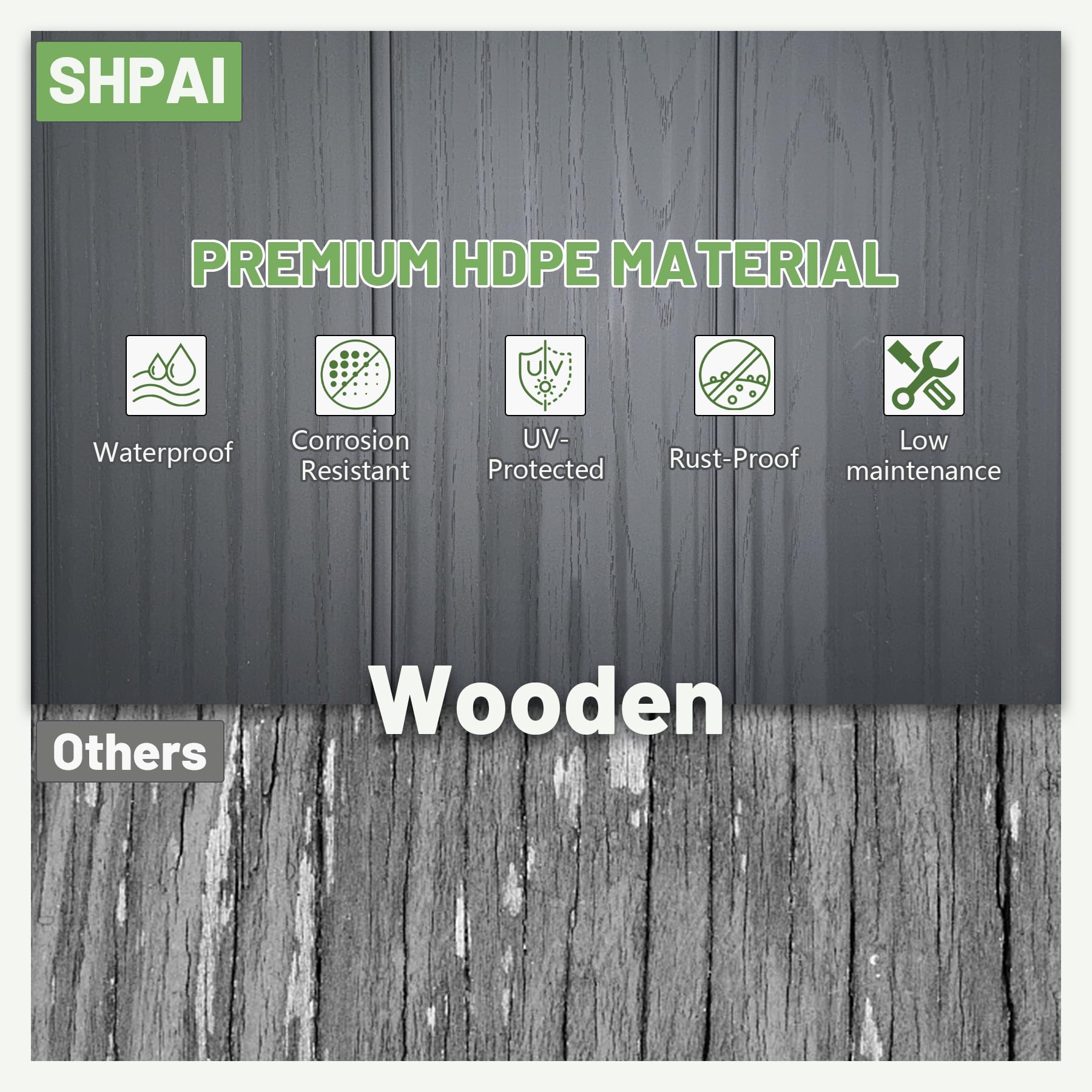 SHPAI Outdoor Bar, Patio Bar, Outdoor Kitchen Island, Outside Bar, Backyard Bar, HDPE & Aluminum Frame for Entertaining