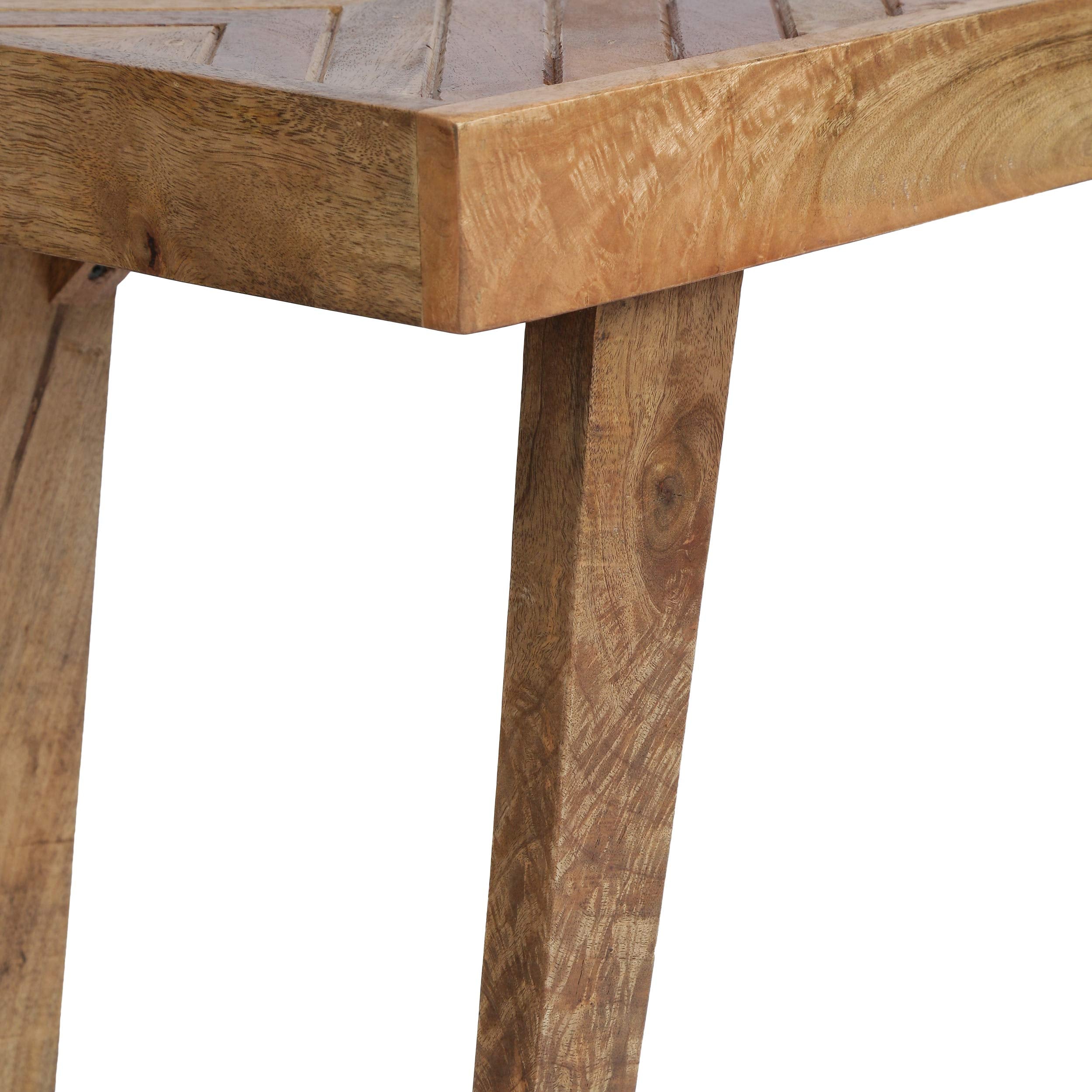 Mango Wood Dining Bench – Rustic Boho, Natural Brown