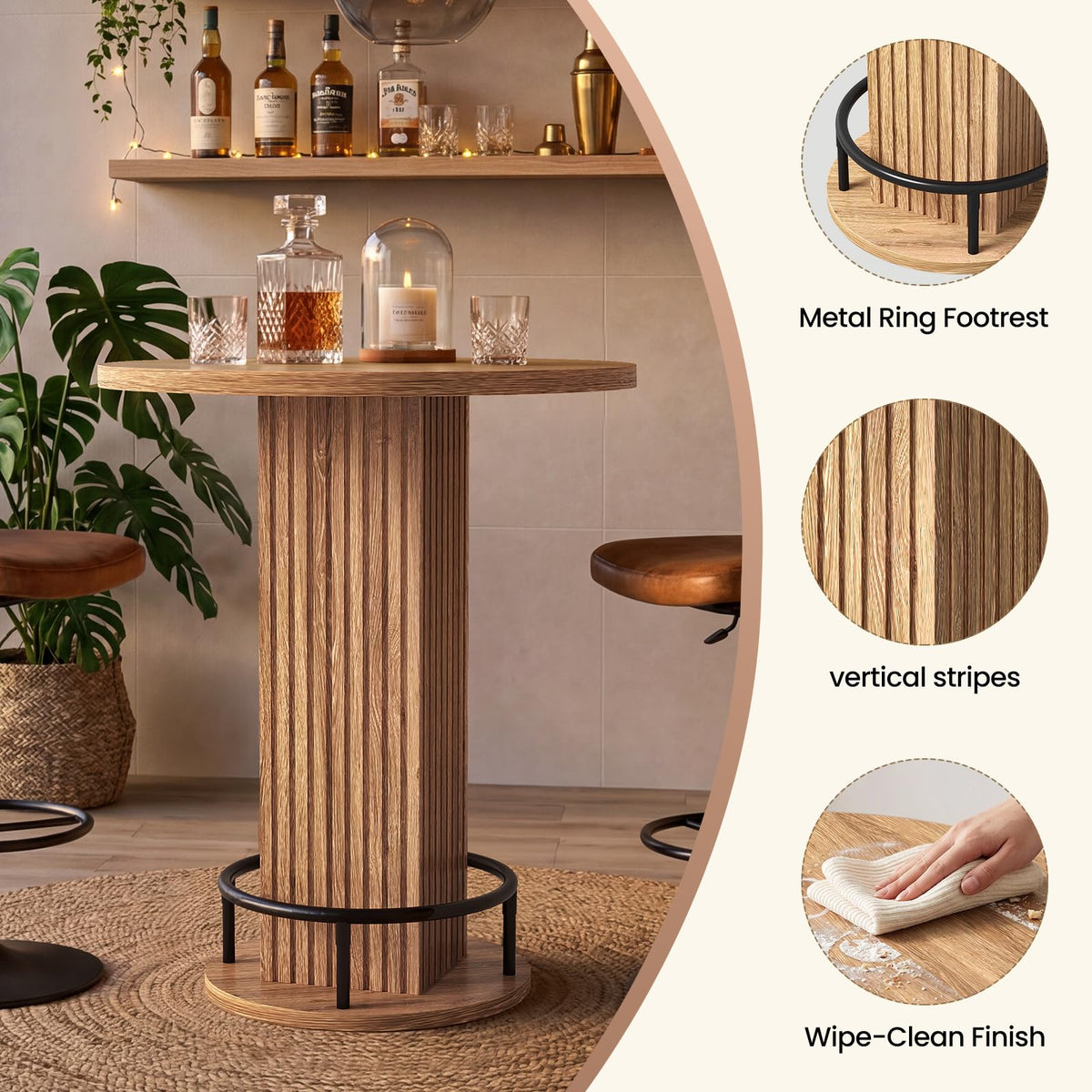 Round Wood Bar Table