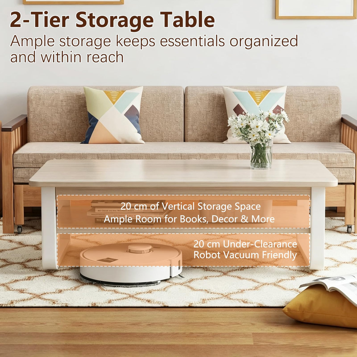 Rectangular Coffee Table with Storage