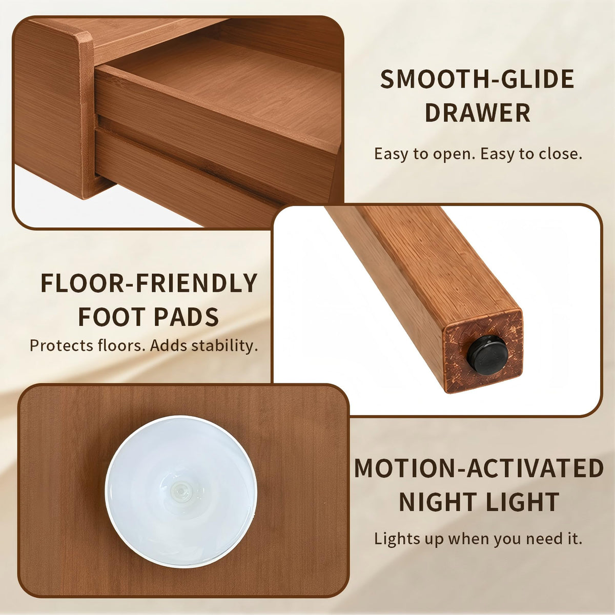 Bamboo Nightstand with Drawer